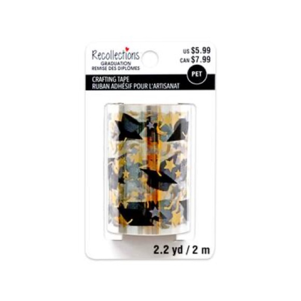 2m Graduation Cap PET Crafting Tape by Recollections Clear Black Gold Grad Hat